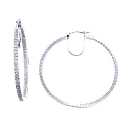 14K White Gold 1.18CTW Diamond Hoop Earring - REF-139H3W