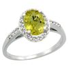 Image 1 : Natural 1.3 ctw Lemon-quartz & Diamond Engagement Ring 10K White Gold - REF-25X5A