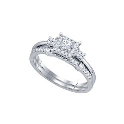 0.3 CTW Natural Princess Diamond Halo Bridal Engagement Ring 10K White Gold