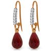 Image 1 : Genuine 17.78 ctw Ruby & Diamond Earrings Jewelry 14KT Rose Gold - REF-47A5K
