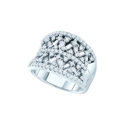 1.25 CTW Natural Diamond Wide Cocktail Ring 14K White Gold