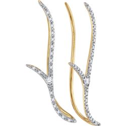 0.2 CTW Natural Diamond Slender Climber Earrings 10K Yellow Gold