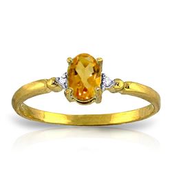 Genuine 0.46 ctw Citrine & Diamond Ring Jewelry 14KT Yellow Gold - REF-27P3H