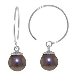 Genuine 4 ctw Black Pearl Earrings Jewelry 14KT White Gold - REF-15N6R
