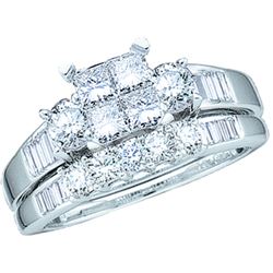 1 CTW Princess Natural Diamond Size 10 Bridal Ring 10K White Gold