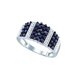 0.95 CTW Black Colored Diamond Band 10K White Gold