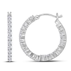 1.45 CTW Natural Diamond Hoop Earrings 10K White Gold