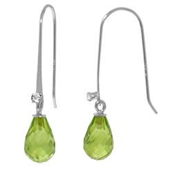 Genuine 1.38 ctw Peridot & Diamond Earrings Jewelry 14KT White Gold - REF-14X6M