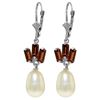 Genuine 9.35 ctw Pearl & Garnet Earrings Jewelry 14KT White Gold - REF-26R6P