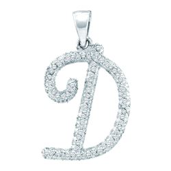 0.17 CTW Natural Diamond Letter D Initial Pendant 10K White Gold