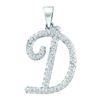 0.17 CTW Natural Diamond Letter D Initial Pendant 10K White Gold
