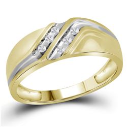 0.12 CTW Channel-set Natural Diamond Mens Masculine Band 10K Yellow Gold