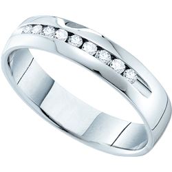 0.5 CTW Channel-set Diamond Smooth Comfort-fit Anniversary Band 14K White Gold