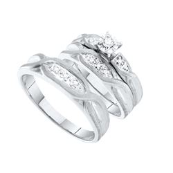 0.12 CTW His & Hers Natural Diamond Matching Bridal Ring 14K White Gold