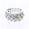 Image 1 : Princess cut Bezel-set Fancy Sapphire Diamond Ring in 14K White Gold - REF-121H4W