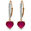Image 1 : Genuine 3.2 ctw Ruby & Diamond Earrings Jewelry 14KT Rose Gold - REF-72H3X