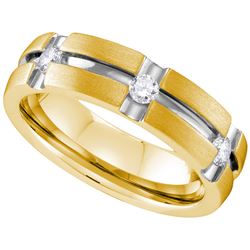 0.23 CTW Mens Natural Diamond Matte-finish Anniversary Band 10K Yellow Gold