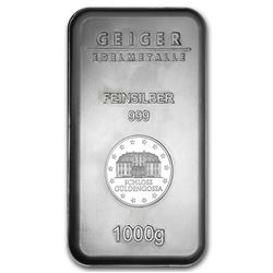 Genuine 1 kilo 0.999 Fine Silver Bar - Geiger Security Series