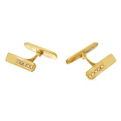 Genuine 0.09TCW 18K Yellow Gold Ladies Cuff Links - REF-91A2N
