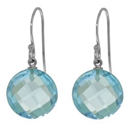 Genuine 12 ctw Blue Topaz Earrings Jewelry 14KT White Gold - REF-24K4V