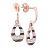 Image 1 : 0.18 CTW Red Colored Diamond Teardrop Dangle Earrings 10K Rose Gold