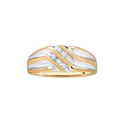0.14 CTW Natural Diamond 2-row Mens Masculine Band 10K Yellow Gold