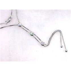 14K White Gold 0.1CTW Diamond Necklace - REF-43H2W