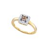 Image 1 : 0.25 CTW Princess Cognac-brown Colored Diamond Square Cluster Halo Ring 10K Yellow Gold