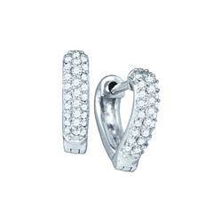 0.2 CTW Pave-set Natural Diamond Heart Valentines Love Huggie Hoop Earrings 10K White Gold