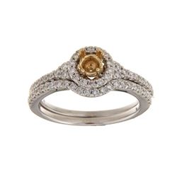 14K TwoTone Gold 0.59CTW Diamond Wedding Ring Set - REF-89F4M