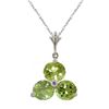 Image 1 : Genuine 0.75 ctw Peridot Necklace Jewelry 14KT White Gold - REF-16P9H