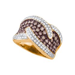 2.10 CTW Cognac-brown Colored Diamond Cocktail Ring 10K Rose Gold