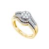 1 CTW Flower Cluster Natural Diamond Bridal Ring 14K Yellow Gold
