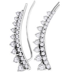0.96 CTW Natural Diamond Climber Earrings 10K White Gold
