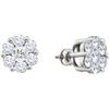 0.5 CTW Natural Diamond Flower Cluster Screwback Stud Earrings 10K White Gold