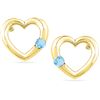 0.12 CTW Lab-Created Blue Topaz Heart Love Earrings 10K Yellow Gold