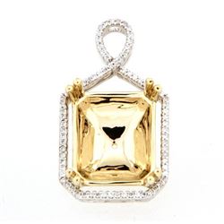 14K TwoTone Gold 0.18CTW SemiMount Slider w/Chain - REF-70M8F