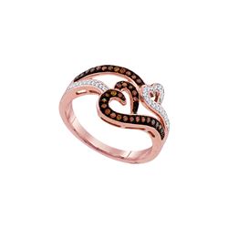 0.25 CTW Red Colored Diamond Heart Love Ring 10K Rose Gold