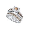 1.72 CTW Cognac-brown Colored Diamond Bridal Engagement Ring 10K White Gold
