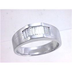14K White Gold 0.76CTW Baguette Gent's Ring - REF-159Y3X