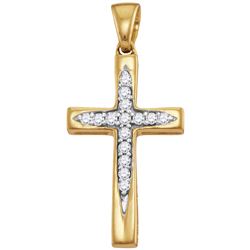0.1 CTW Natural Diamond Christian Cross Pendant 10K Yellow Gold