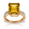 Genuine 5.62 ctw Citrine & Diamond Ring Jewelry 14KT Rose Gold - REF-82H9X