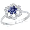 0.14 CTW Lab-Created Blue Sapphire & Diamond Cluster Ring 10K White Gold