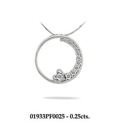 0.25 CTW 14K White Gold Ladies Slider with Chain - REF-34H7W