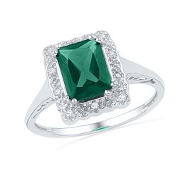 1.81 CTW Emerald Lab-Created Emerald Solitaire Ring 10K White Gold