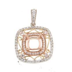 14K TwoTone Gold 0.43CTW SemiMount Slider w/Chain - REF-67F3M