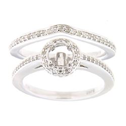 14K White Gold 0.47CTW Diamond Wedding Ring Set - REF-106R8K