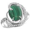 Natural 5.03 ctw malachite & Diamond Engagement Ring 14K White Gold - REF-66H2W
