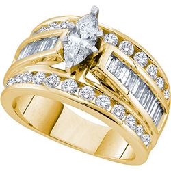 3 CTW Marquise Natural Diamond EGL Certified Bridal Engagement Ring 14K Yellow Gold