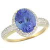 Natural 2.56 ctw Tanzanite & Diamond Engagement Ring 14K Yellow Gold - REF-88F2N